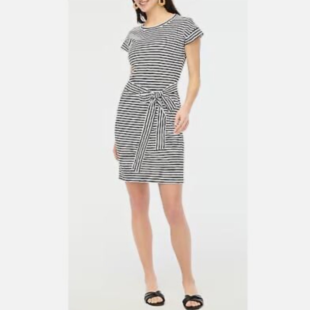 J Crew Jersey knit cotton striped black and white dress XL